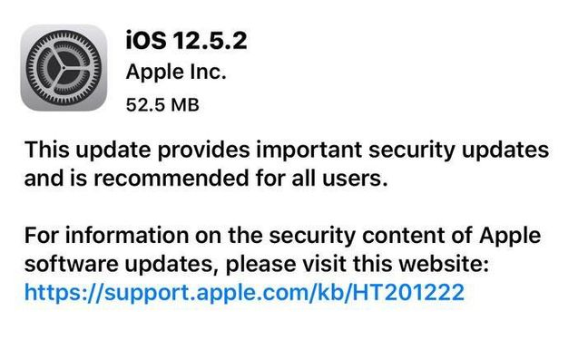 孝昌苹果手机维修分享iOS12.5.2发布，建议所有老苹果用户安装 